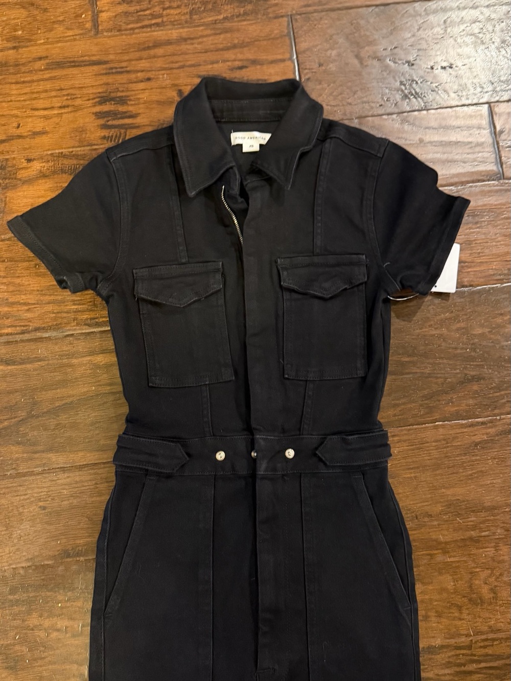 NWT Good American Fit For Success Black Denim Jumpsuit XS - Picture 3 of 7